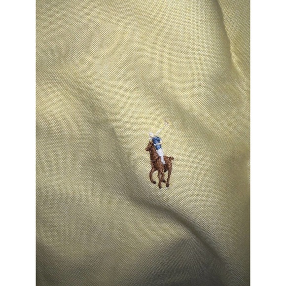 Ralph Lauren Yellow Custom Fit Cotton Button Down Long Sleeve Shirt Men XL - Picture 3 of 8